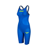Arena Powerskin Carbon Air2 Kneeskin à dos ouvert - SKIN - Maillot Performance pour femme – Bleu - Jaune Fluo