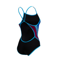 Arena Super Fly Back - ICONS  - Women's Training Swimwear - Noir / Neon Blue / Red Fandan