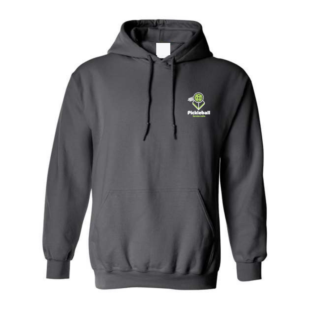 Pickleball Sainte-Julie - Chandail molleton à capuchon (Kangourou/Hoodie) - Adulte - Charbon - Version DOS VIDE