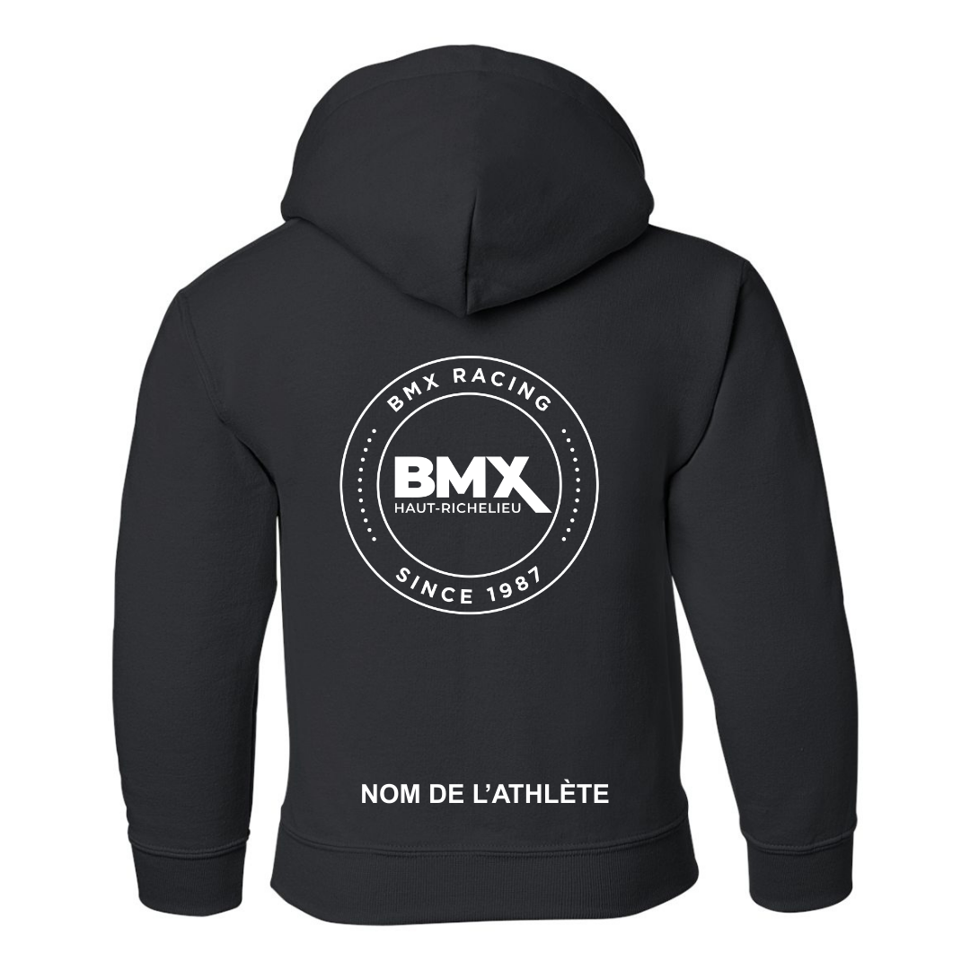 a black hoodie with the bmx logo on it