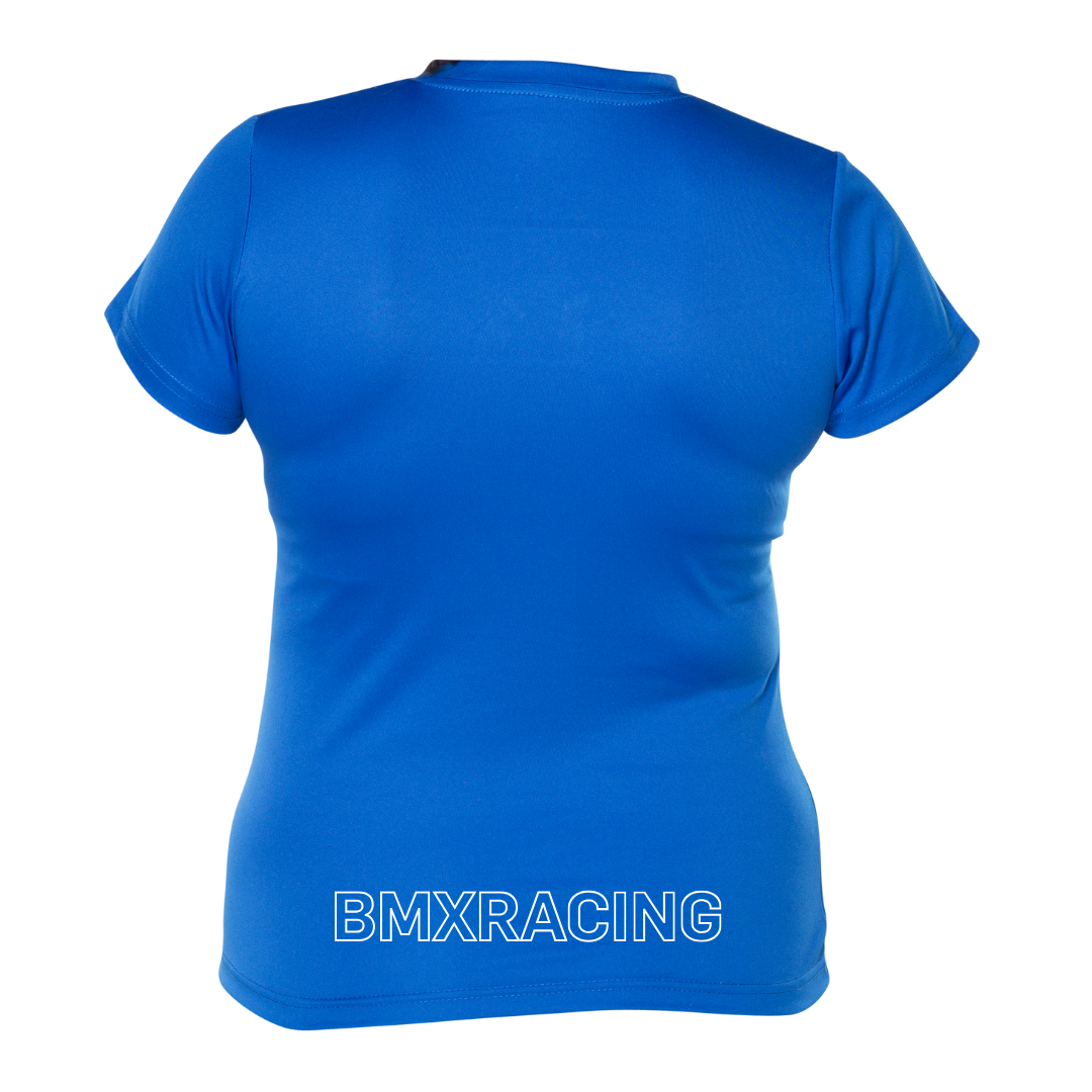 a women's blue shirt that says embracing
