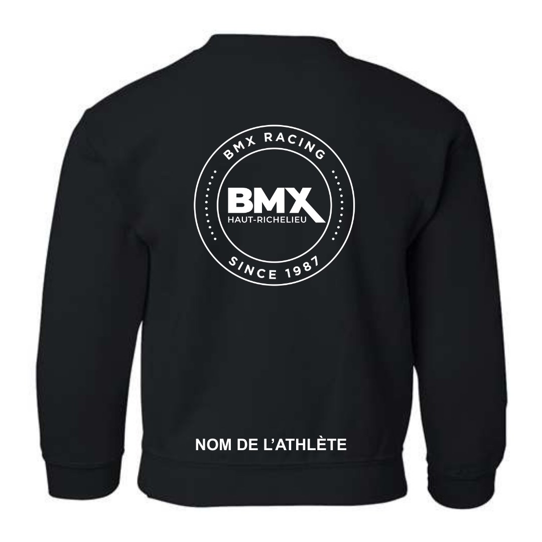 a black sweatshirt with the bmx logo on it