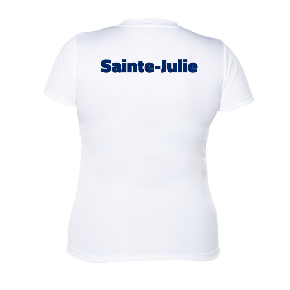 Pickleball Sainte-Julie - Chandail technique à manches courtes - Féminin - Blanc - Version SAINTE-JULIE