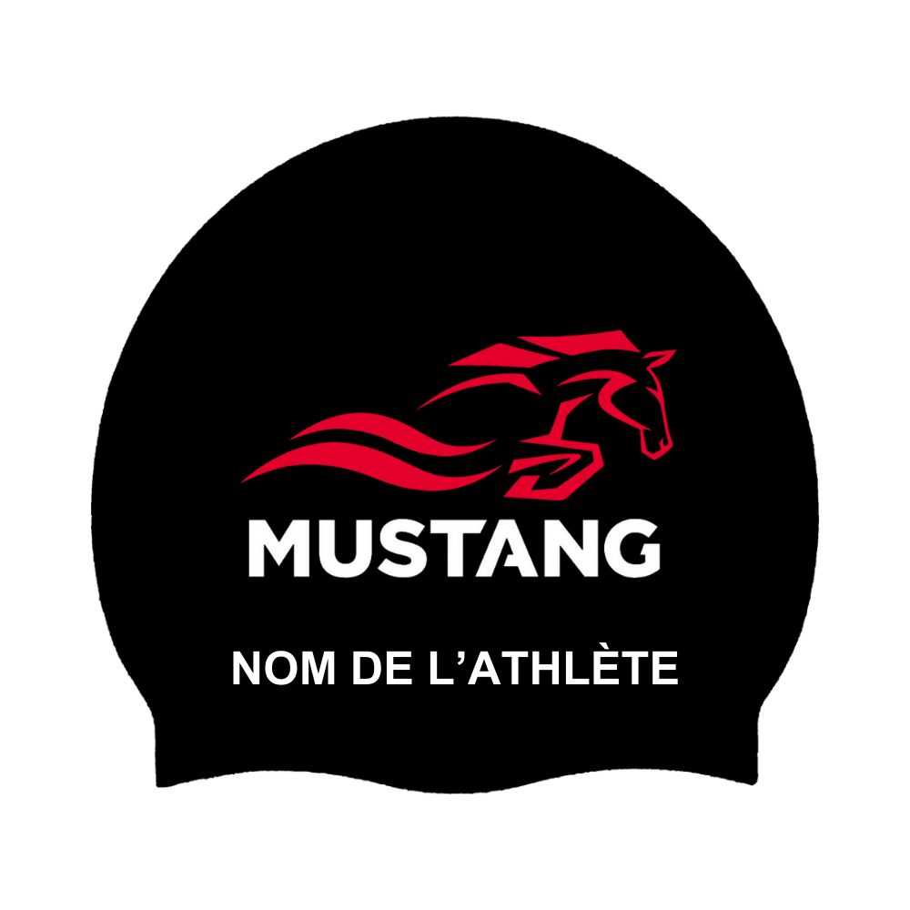 Mustang - Casques de bain moulés (DÔME) en silicone PERSONNALISÉS - Noir