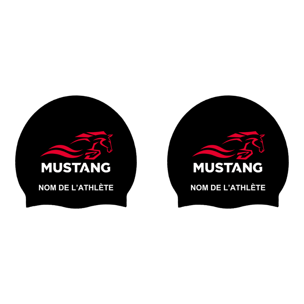 Mustang - Casques de bain moulés (DÔME) en silicone PERSONNALISÉS - Noir