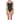 a woman in a black one piece swimsuit