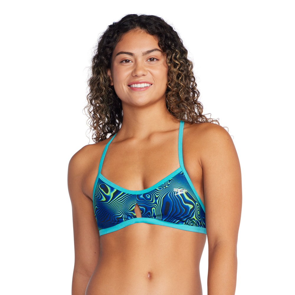 Speedo TIEBACK KeyHole Top Endurance - Women's TOP  swimwear - NEON DEPTHS / TRUE COBALT
