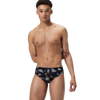 Speedo ONE BRIEF PRINTED - Brief Endurance Printed - Men's Training Swimwear - SHARK FEST - ANTHRACITE