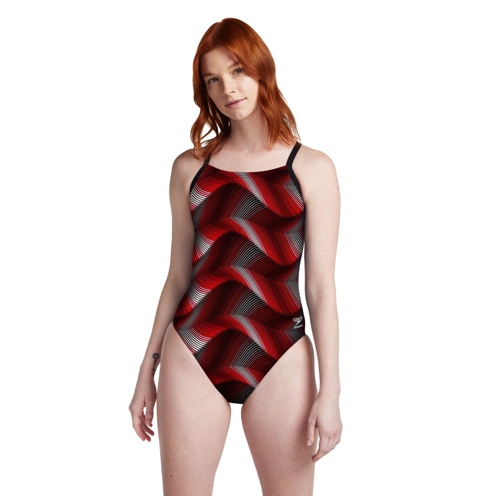 Speedo PRECISION STRAPPY CROSS BACK Endurance+ - Women's Training Swimwear - TEAM RED