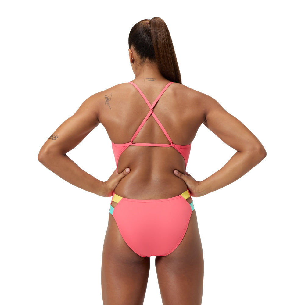 Speedo TWIST BACK Endurance - SOLID - Women's Training Swimwear - CORAL SANDS