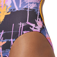 Speedo WEB BACK Endurance - PRINTED - Women's Training Swimwear - MAKAHA PALMS / RED GINGER