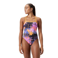 Speedo WEB BACK Endurance - PRINTED - Women's Training Swimwear - MAKAHA PALMS / RED GINGER