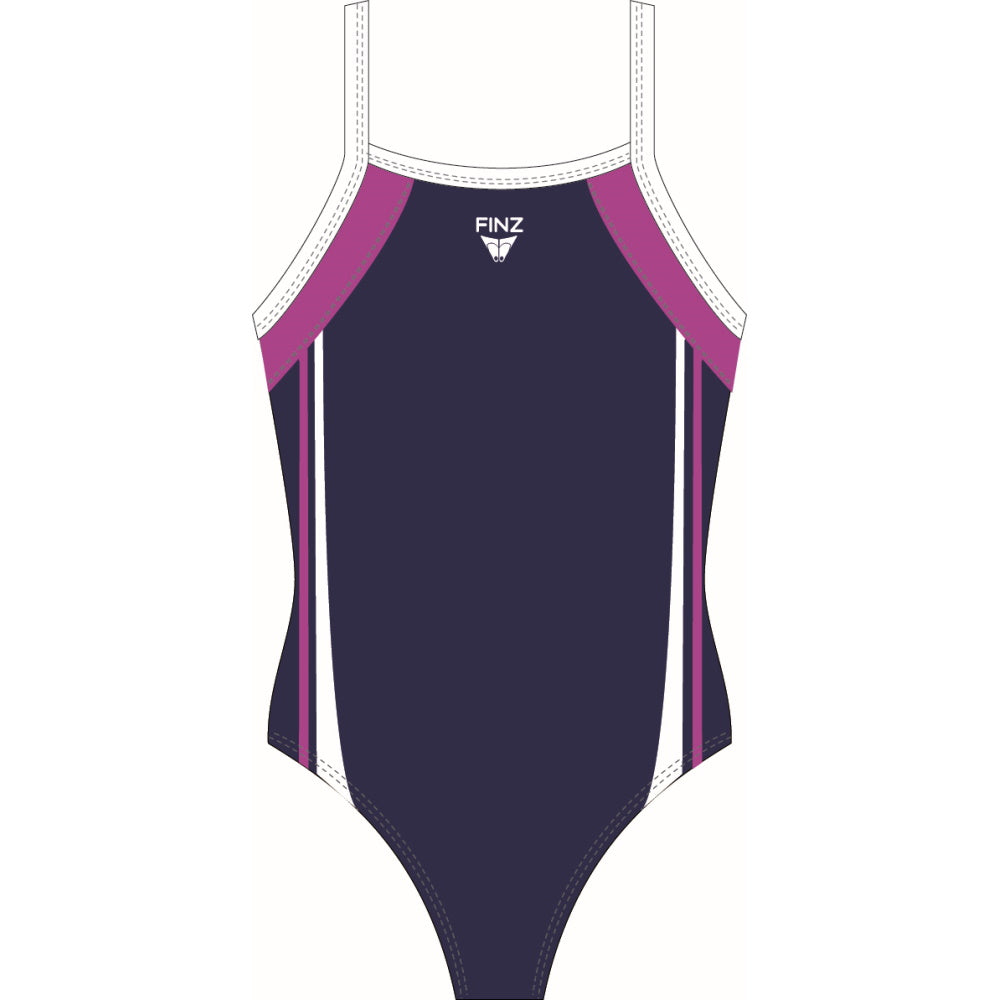FINZ - SportBack - Multi-tone One-Piece Swimwear for Girls - Navy-Purple-White (MMB)