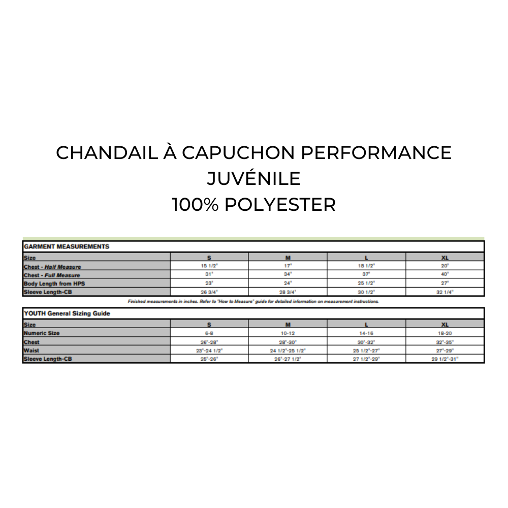 ETM - Chandail à capuchon performance, Type kangourou - Juvénile - Orange et noir