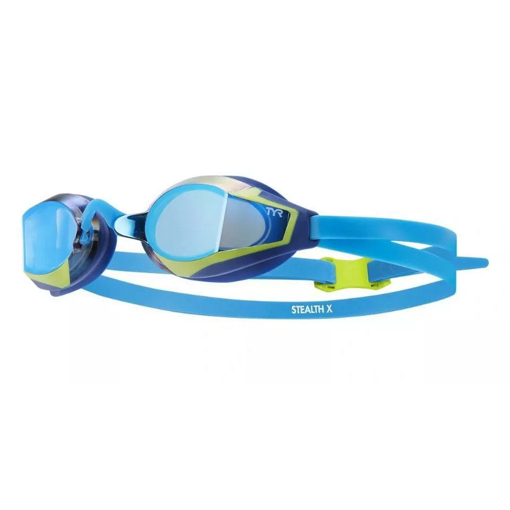 TYR STEALTH-X Mirrored - Performance Swimming Goggles - Mirrored - Blue