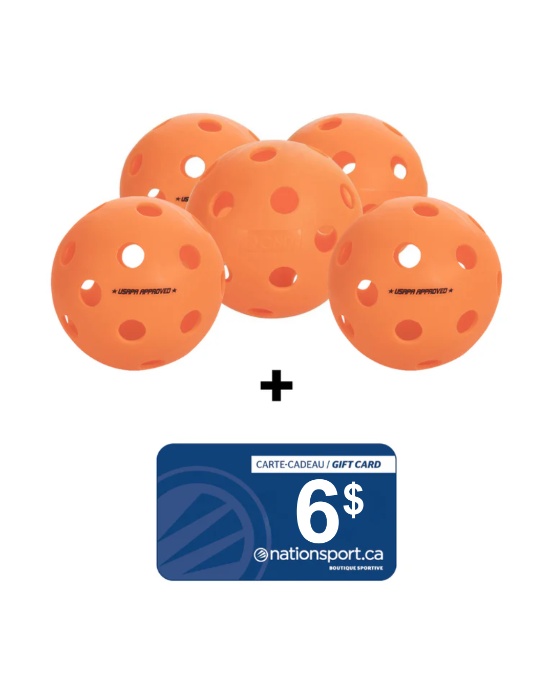 Lot de 5 balles de pickleball - INTÉRIEUR + Certificat-cadeau gratuit