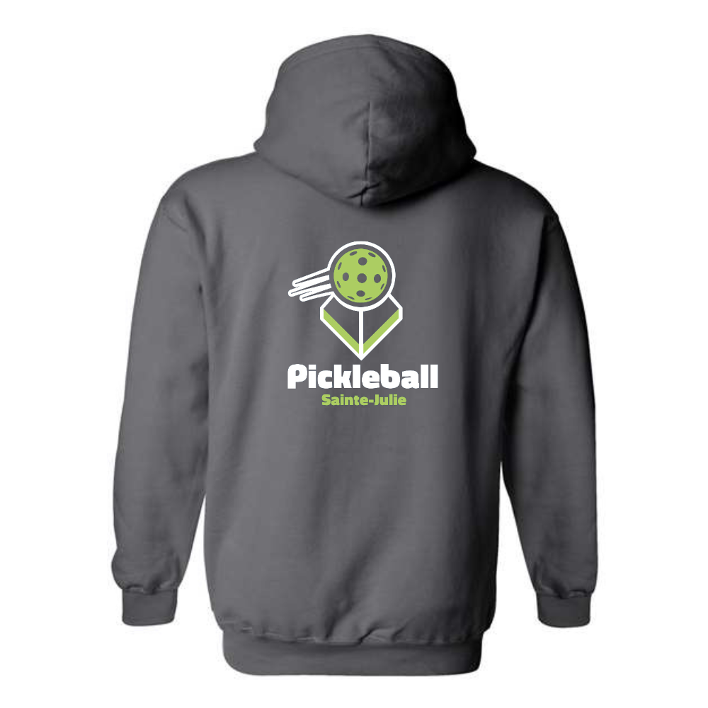 Pickleball Sainte-Julie - Chandail molleton à capuchon (Kangourou/Hoodie) - Adulte - Charbon - Version LOGO