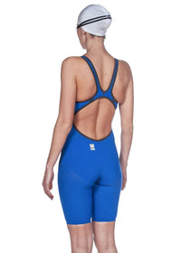 Arena Powerskin Carbon Air2 Kneeskin à dos ouvert - SKIN - Maillot Performance pour femme – Bleu - Jaune Fluo