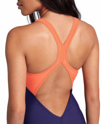 Arena WOMEN'S FUNNY SPOT V BACK LB - Women's Training Swimsuit - Navy Multi / Calypso Coral