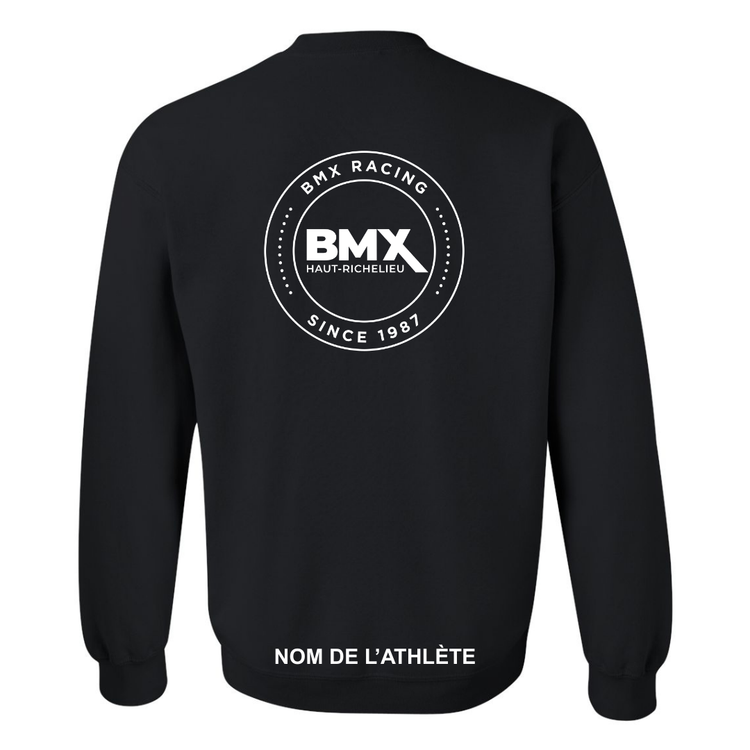 a black sweatshirt with the bmx logo on it