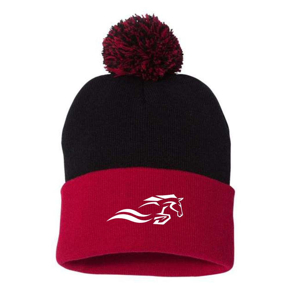 Pompom hat - Black and red