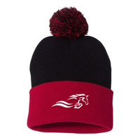 Pompom hat - Black and red
