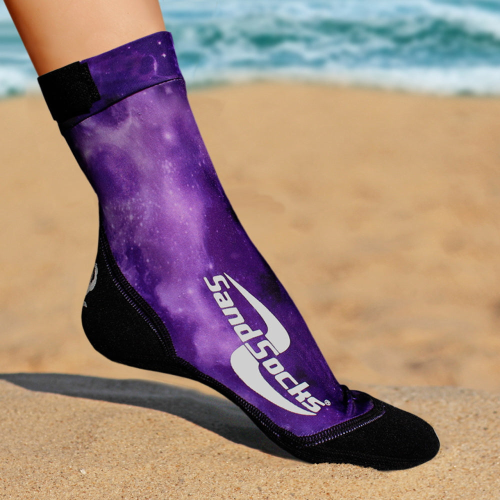 SandSocks - Pourpre-Chaussettes longues pour volleyball de plage - Purple Galaxy