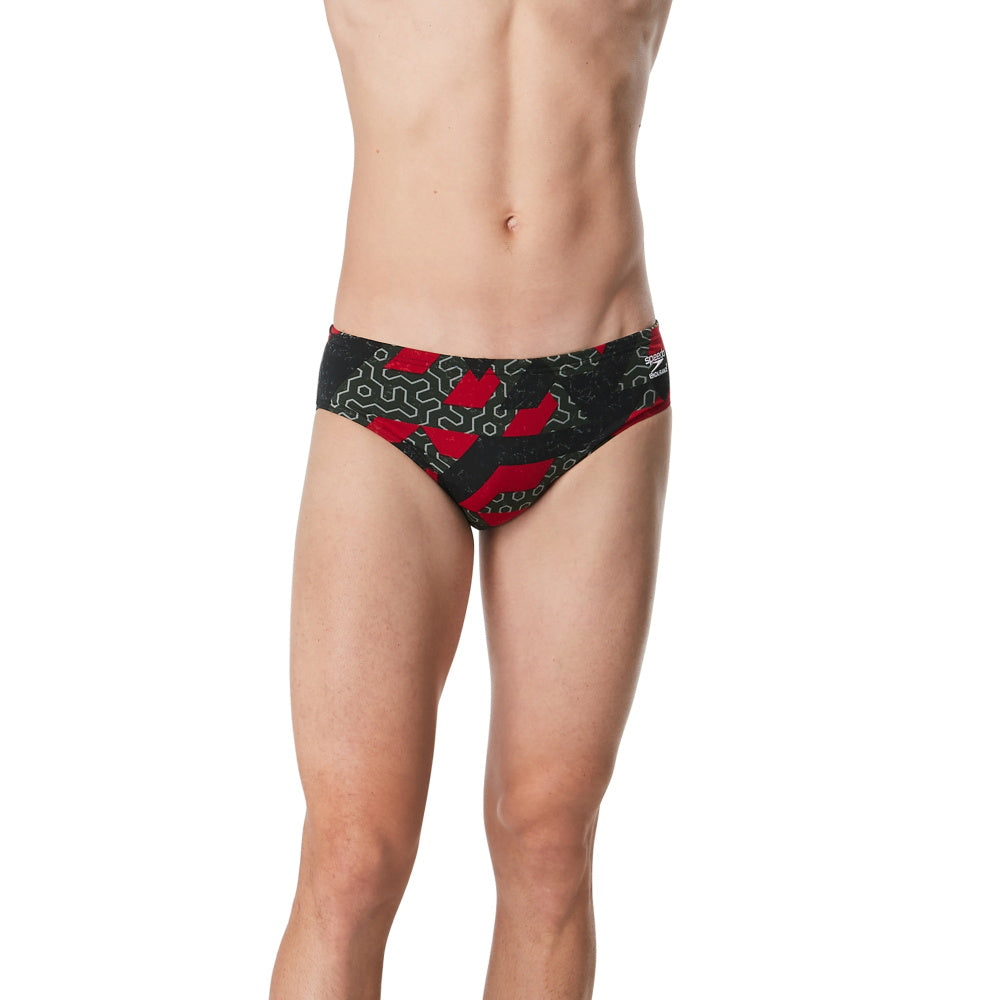 Speedo Brief RUSE BLOCKS Endurance+ - Printed Men's Training Swimwear - Red