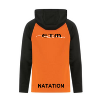 ETM - Chandail à capuchon performance, Type kangourou - Juvénile - Orange et noir