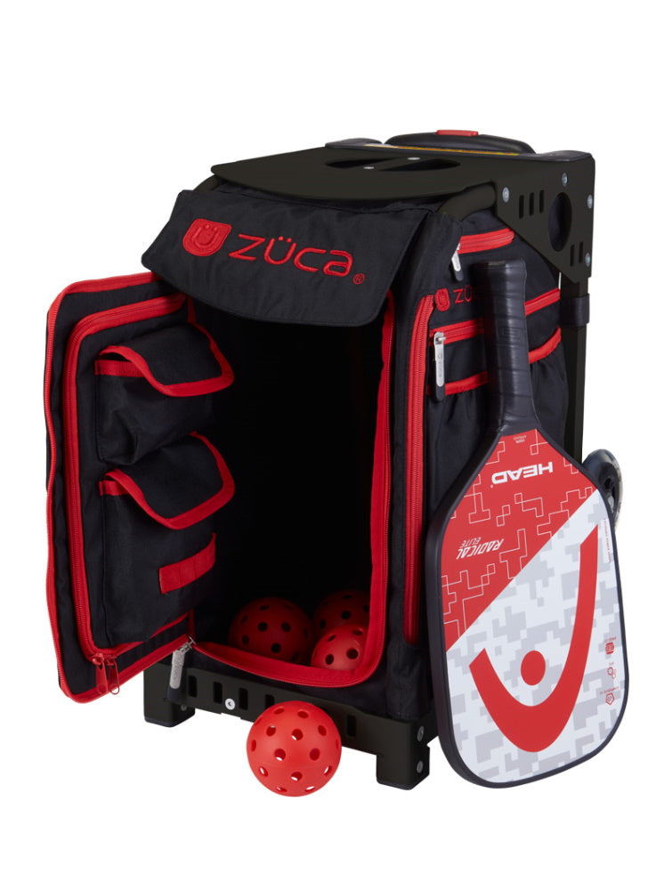ZÜCA PICKLEBALL CART - Sport Cart on Wheels and bag - Black / Red Trims
