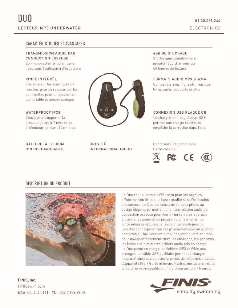 FINIS – Lecteur MP3 étanche DUO pour nageurs de Finis