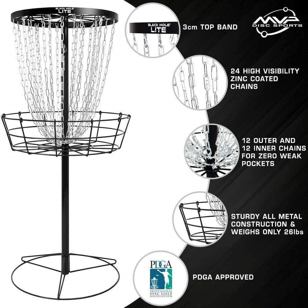 MVP Discs - BLACK HOLE LITE - Portable Discgolf basket with carrying bags