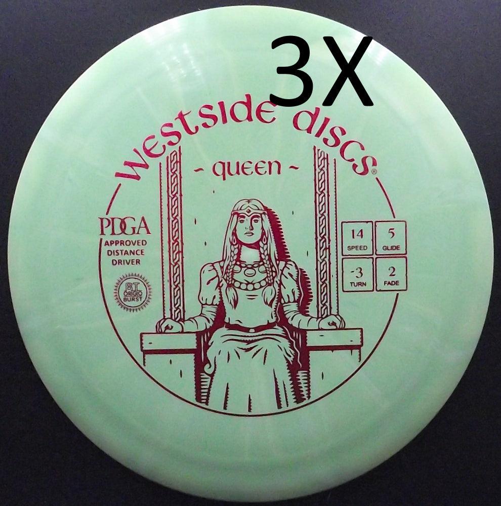 Westside Discs - TRIO - QUEEN BT Origio Burst - S14 - Driver Discgolf - Vert de Westside Discs