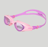 Junior swim goggles with panoramic lenses and soft watertight silicone seal for pool practice.