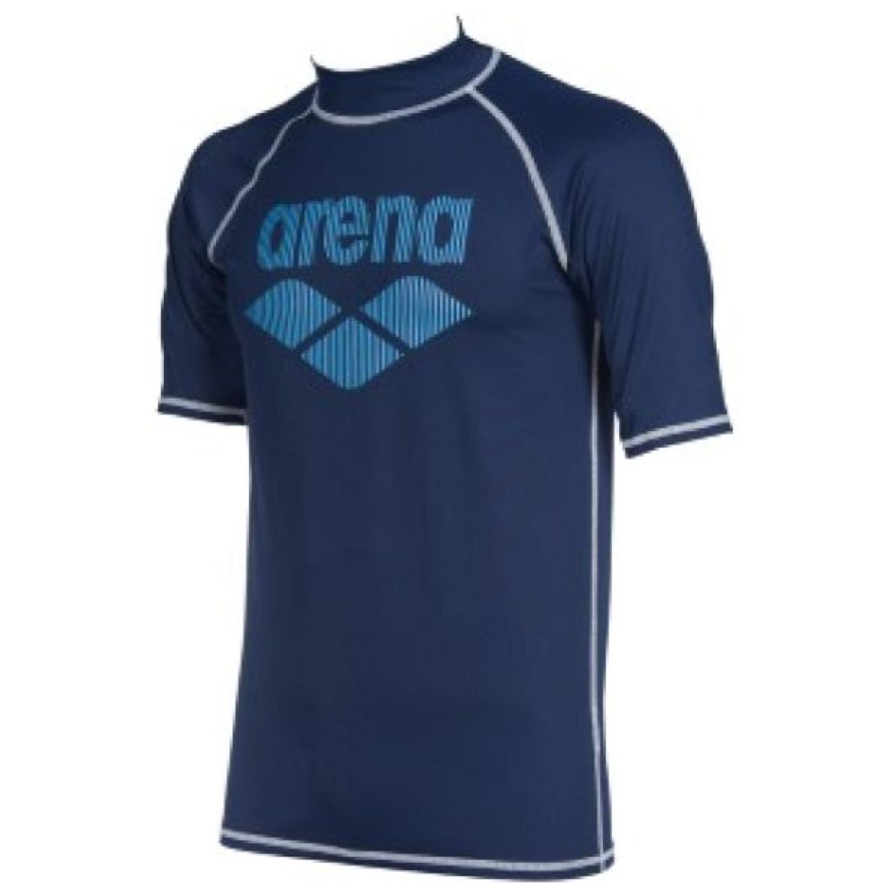 ARENA – Chandail aquatique Rashguard à manches courtes pour hommes – Marine