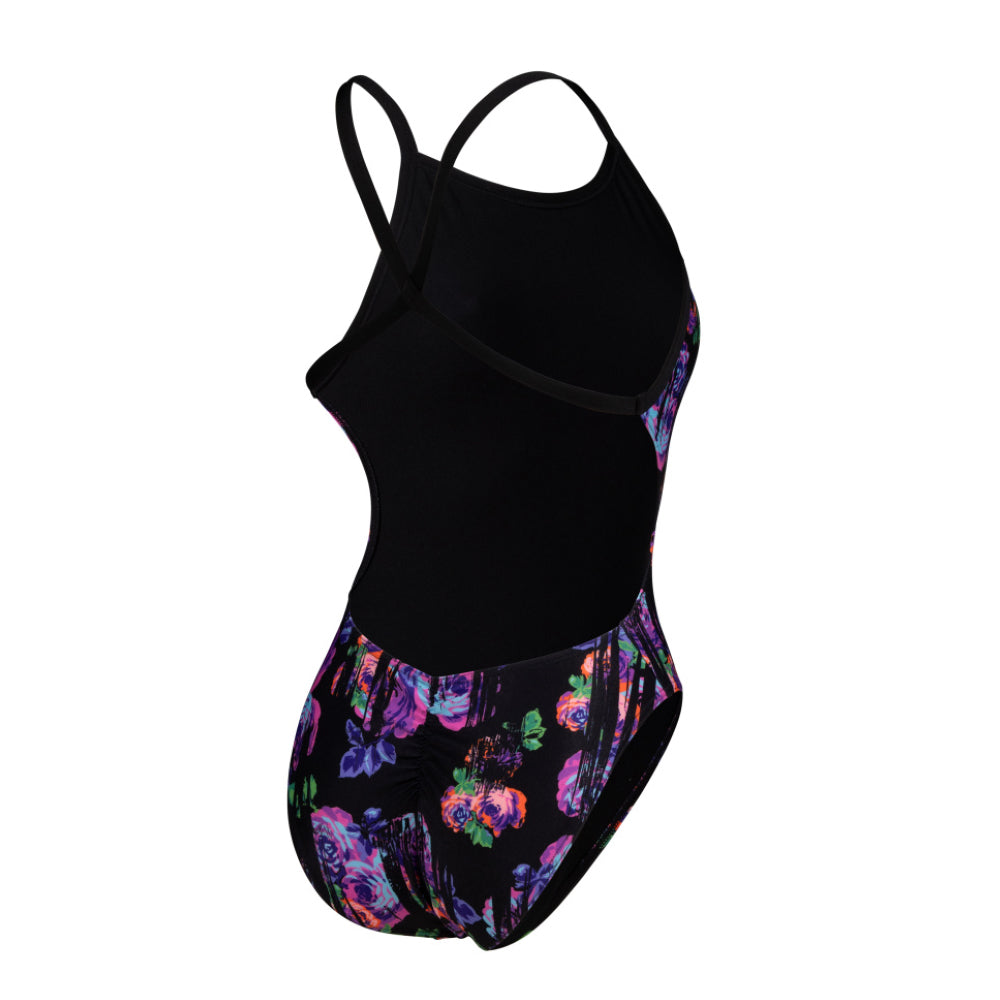 Arena ROSE TEXTURE - XCross Back - Maillot pour femmes - Black / MultiBlack