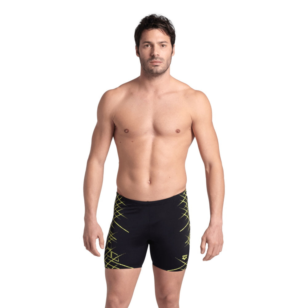 Arena STRAIGHT LINES SWIM - Mid-Jammer - Maillot pour hommes - Black / Soft Green