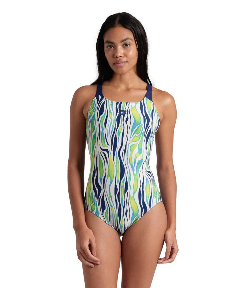 Arena ZEBRA STRIPES - SwimPro Back - Women's Training Swimsuit -  Multi Navy