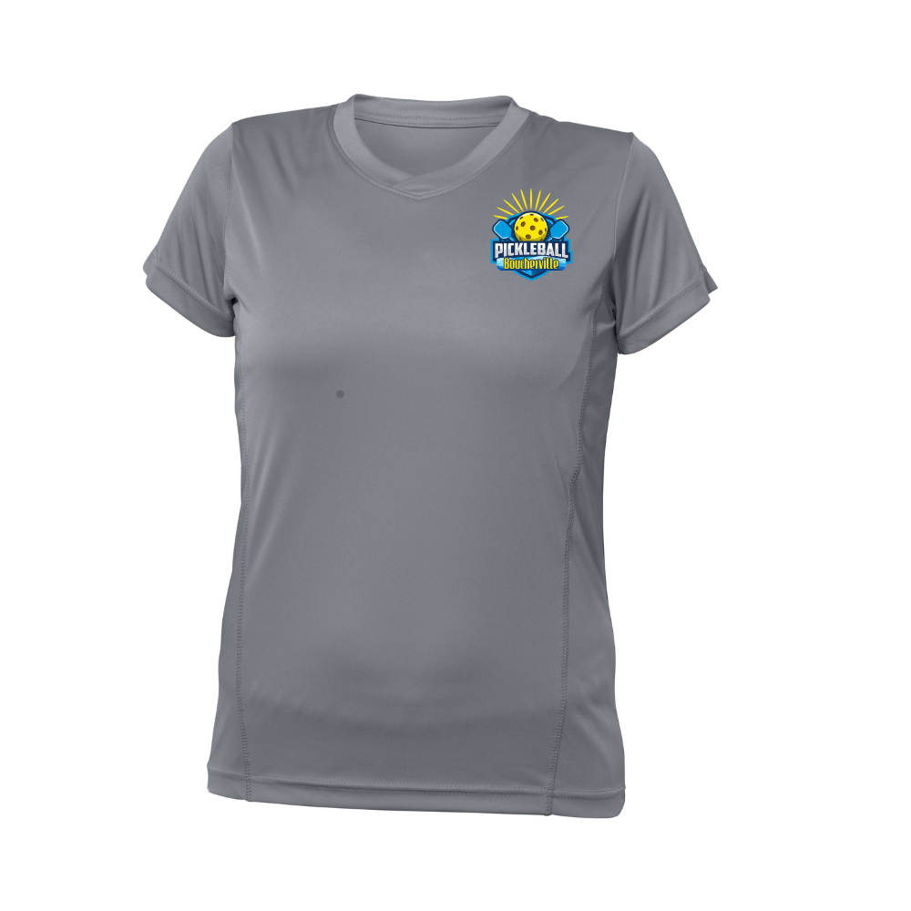 Pickleball Boucherville - Chandail technique à manches courtes - Féminin - Gris foncé