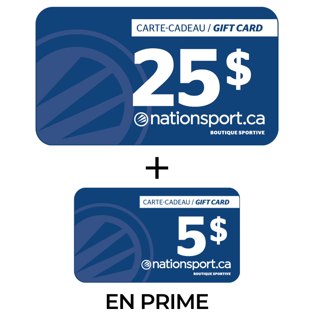 Certificat cadeau de 25$ + 5$ en prime - Nation Sport