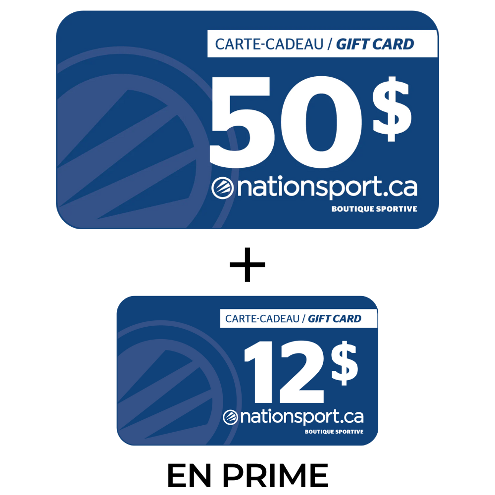 PROMO - Certificat cadeau de 50$ + 12$ en prime - Nation Sport
