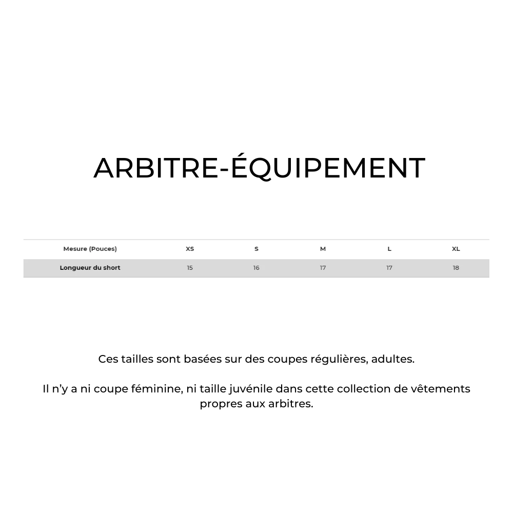 Arbitre-Équipement - Short d'arbitre de soccer - Rouge