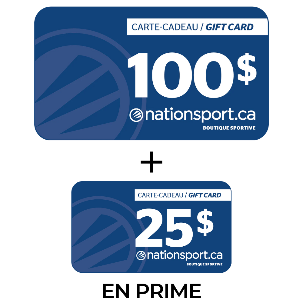 PROMO - Certificat cadeau de 100$ + 25$ en prime - Nation Sport