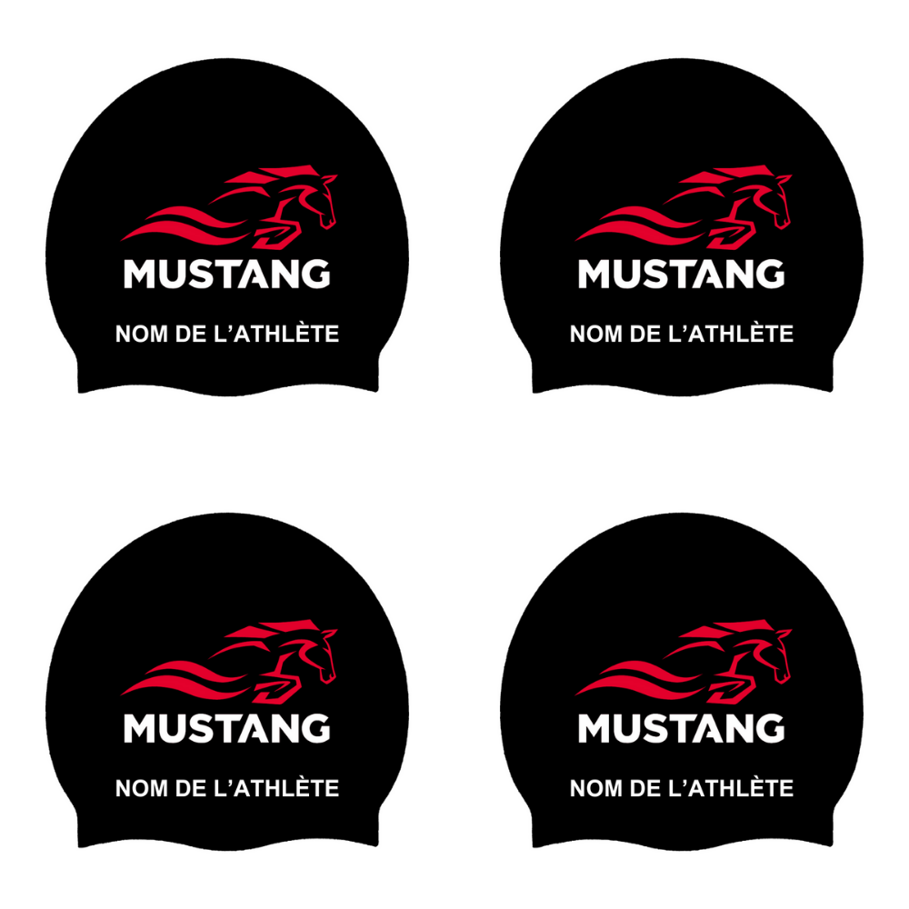 Mustang - Casques de bain Classique en silicone PERSONNALISÉS - Noir