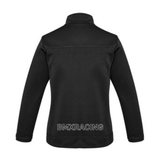a woman's black jacket with the words embracing printed on it