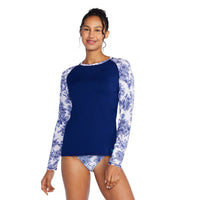 Speedo - Printed Adult Long Sleeve Rashguard - CERULEAN BLUE