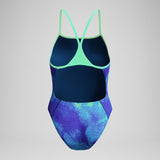 Speedo TURNBACK Endurance+ - IMPRIMÉ - Maillot d’entraînement pour femmes - UNDER CURRENT / SUGAR BLUE