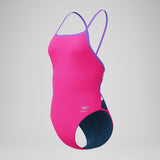 Speedo TRIBACK Endurance+ - SOLID - Women's Training Swimwear - FLARE PINK / INDIGO GLOW
