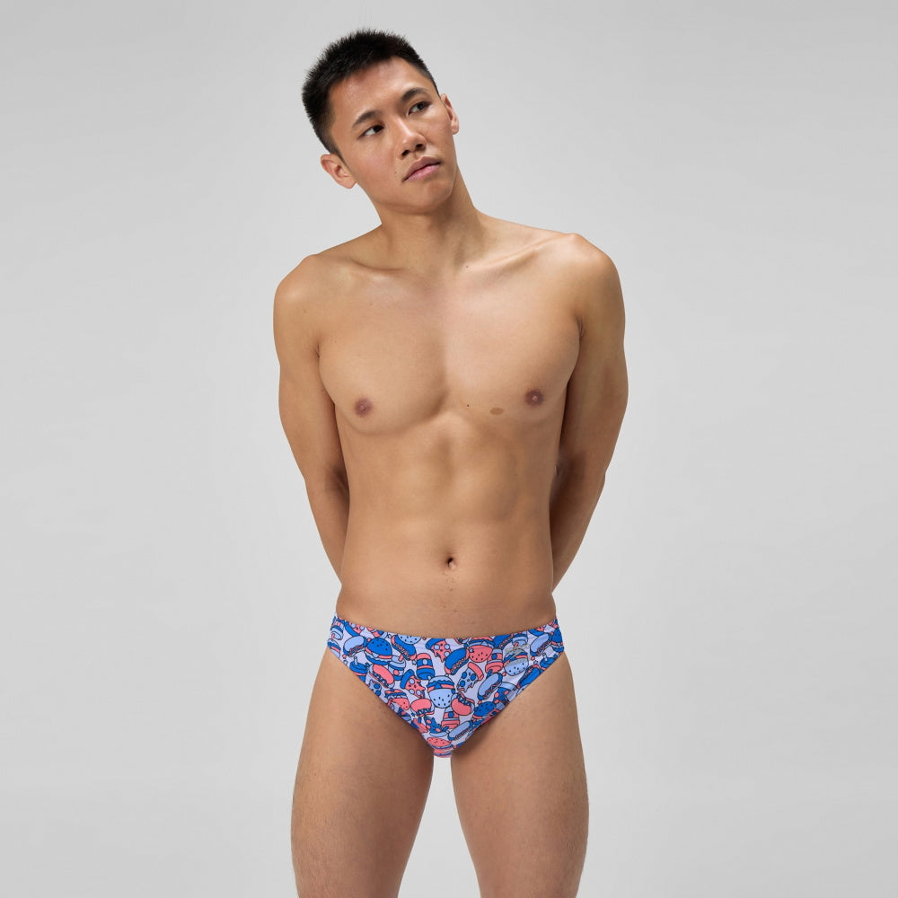 Speedo BRIEF PRINTED - Brief Endurance+ - Men's Training Swimwear - FAST LANE FEAST / LAGOON BLUE
