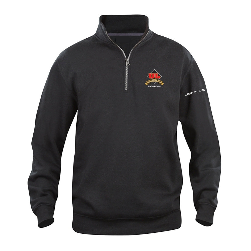 Rouge et Or Badminton - Coton ouaté à Demi-Zip Unisexe - Noir
